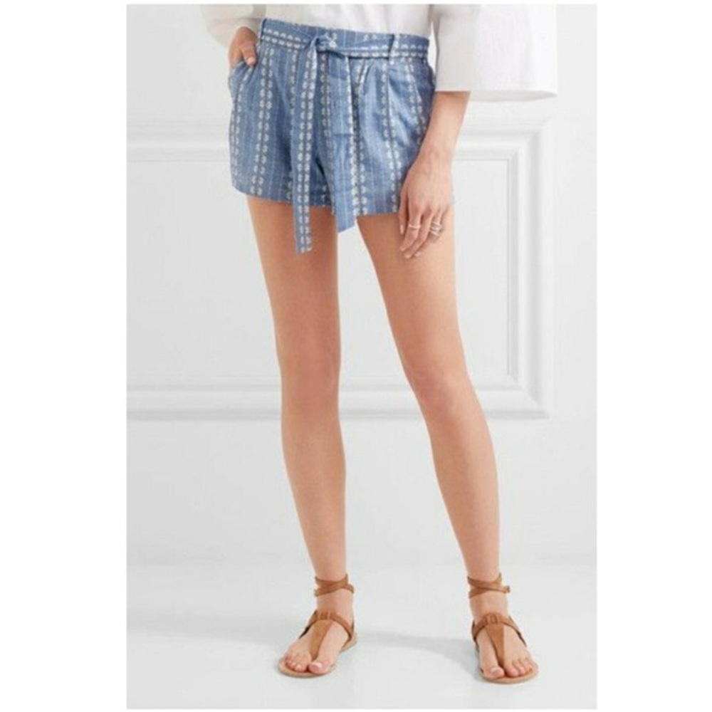 Splendid embroidered chambray linen mix shorts